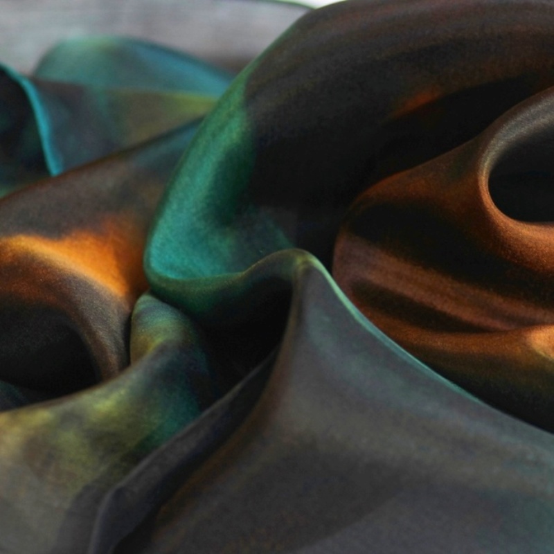 Hedvábný šátek - Hnědopetrolejový