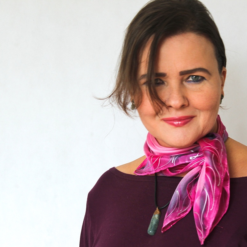 Hedvábný šátek - Šedo růžový