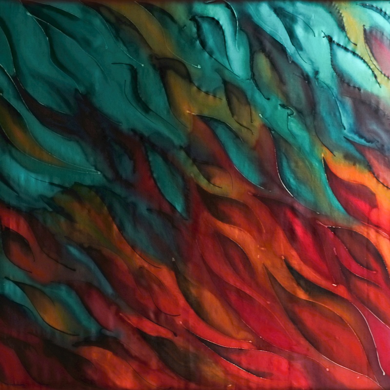 Hedvábný šátek - Oheň a voda