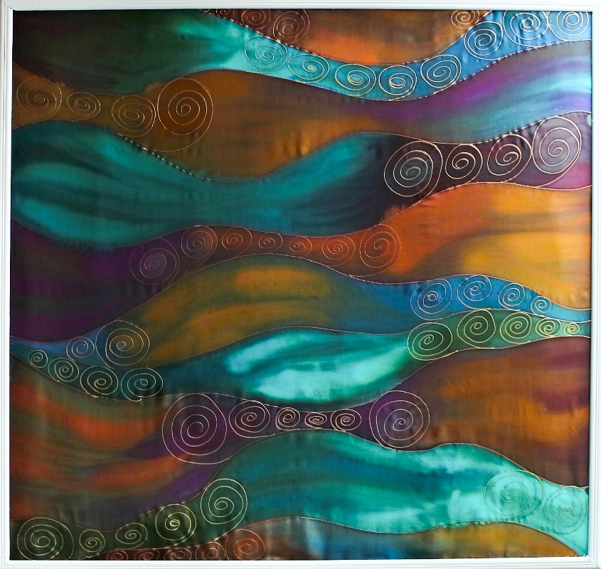 Hedvábný šátek - Spirály na vlnách