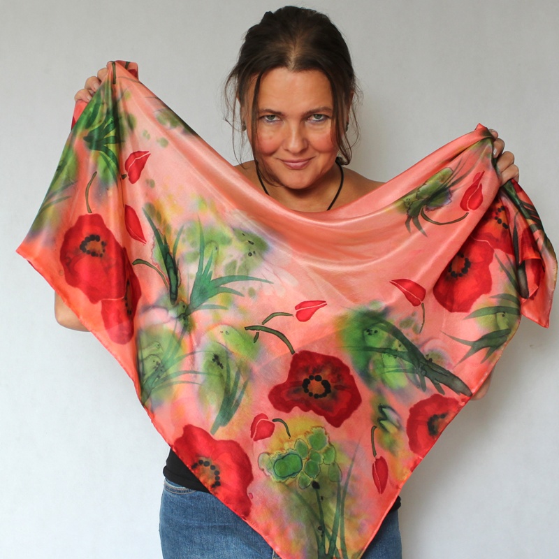 Hedvábný šátek - Vlčí máky