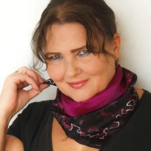 Hedvábný šátek - Černá a fuchsie