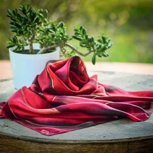 Hedvábný šátek - Hnědočervený s mědí