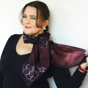 Hedvábný šátek - Bordo s oblázky