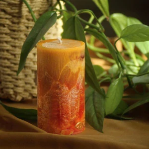 Svíčka ve tvaru válce-Hnědo oranžovo žlutá