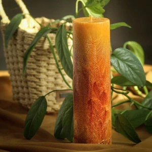 Svíčka ve tvaru válce-Hnědo oranžovo žlutá 2
