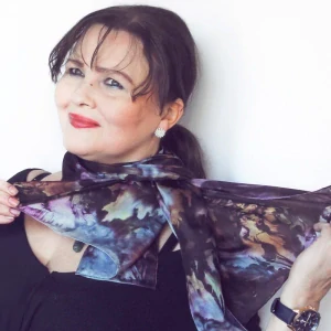 Hedvábný šál - Bordo s šedou
