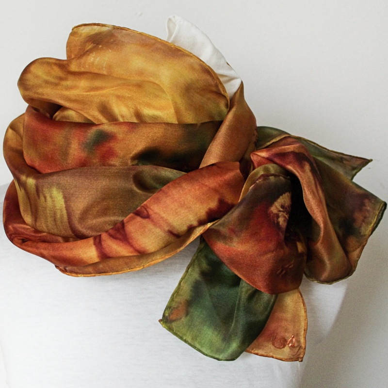 Hedvábný šál - Hořčicový 2