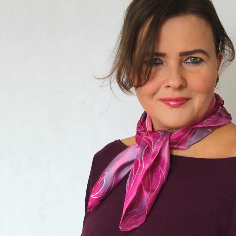 Hedvábný šátek - Šedo růžový