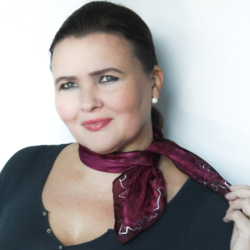 Hedvábný šátek - Fuchsie a bordo