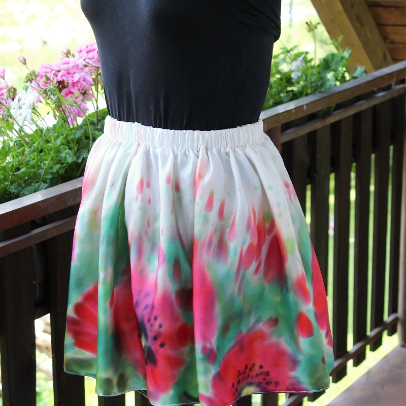 Hedvábná sukně - Maková