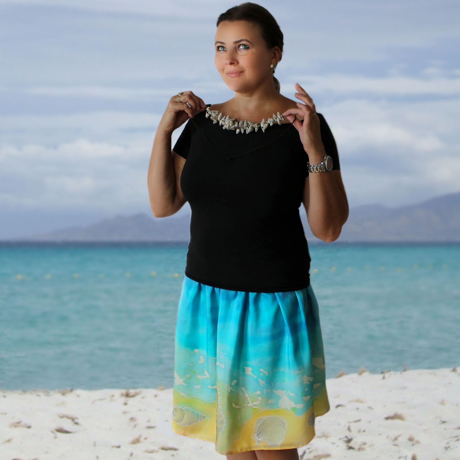 Hedvábná sukně - Mořský příboj