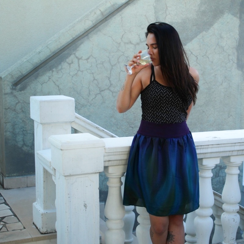 Hedvábná sukně - Petrolejová