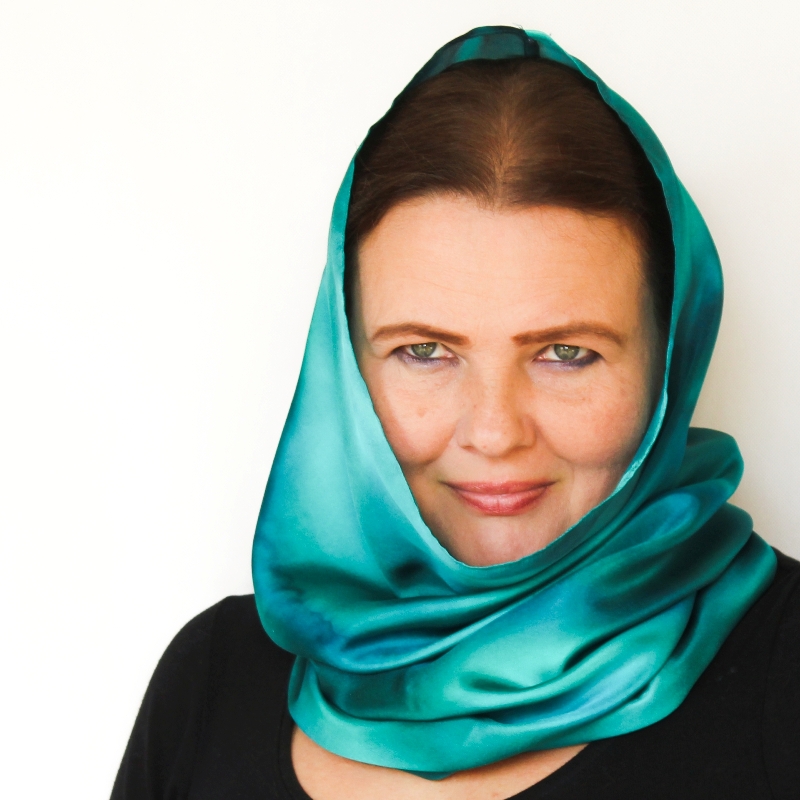 Hedvábný nákrčník - Smaragdy a petrolej