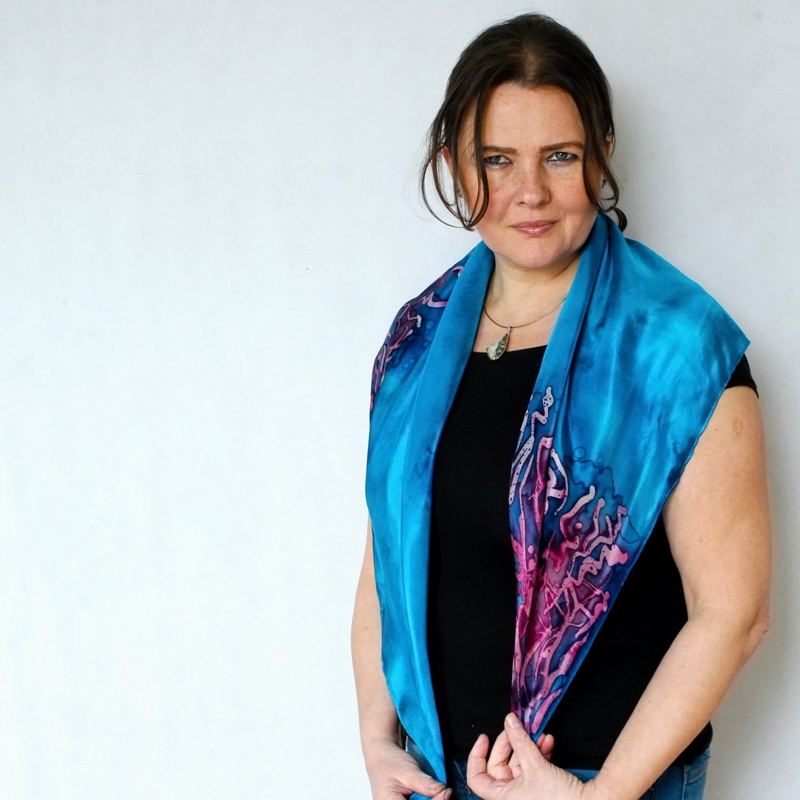 Hedvábný šátek - Růžový korál