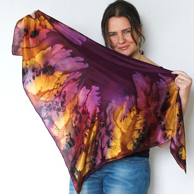 Hedvábný šátek - Švestky v hořčici 1