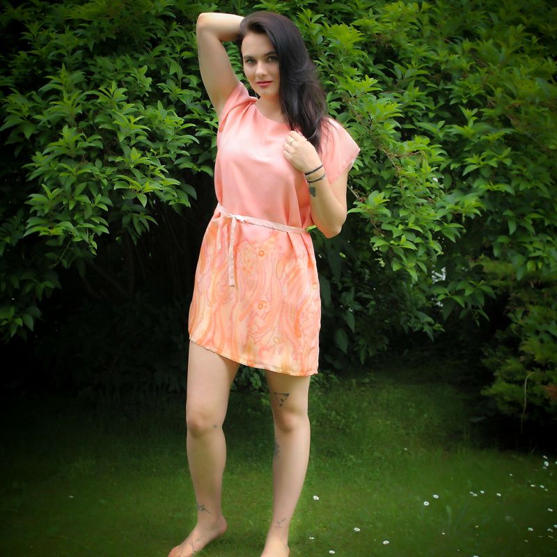 Hedvábná tunika - Lososová