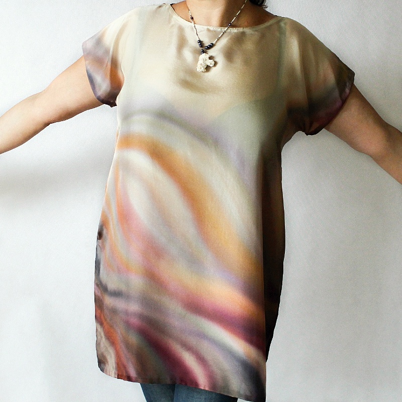 Hedvábná tunika - Hnědobéžová