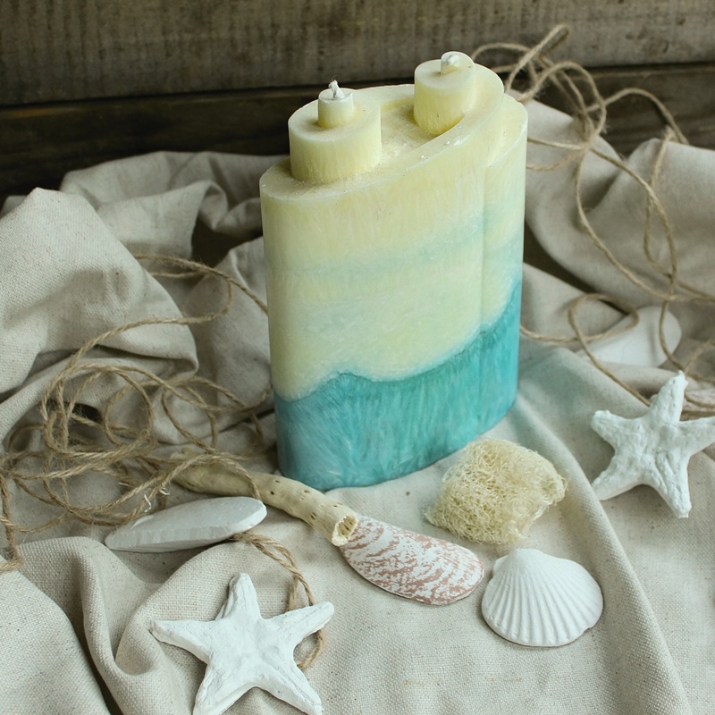 Svíčka Dvojitá spirála-Tyrkysovo vanilková