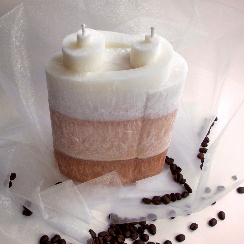 Svíčka Dvojitá spirála-Bílo krémová