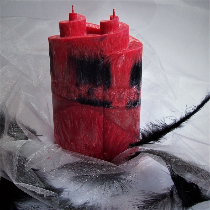 Svíčka Dvojitá spirála-Černo červená