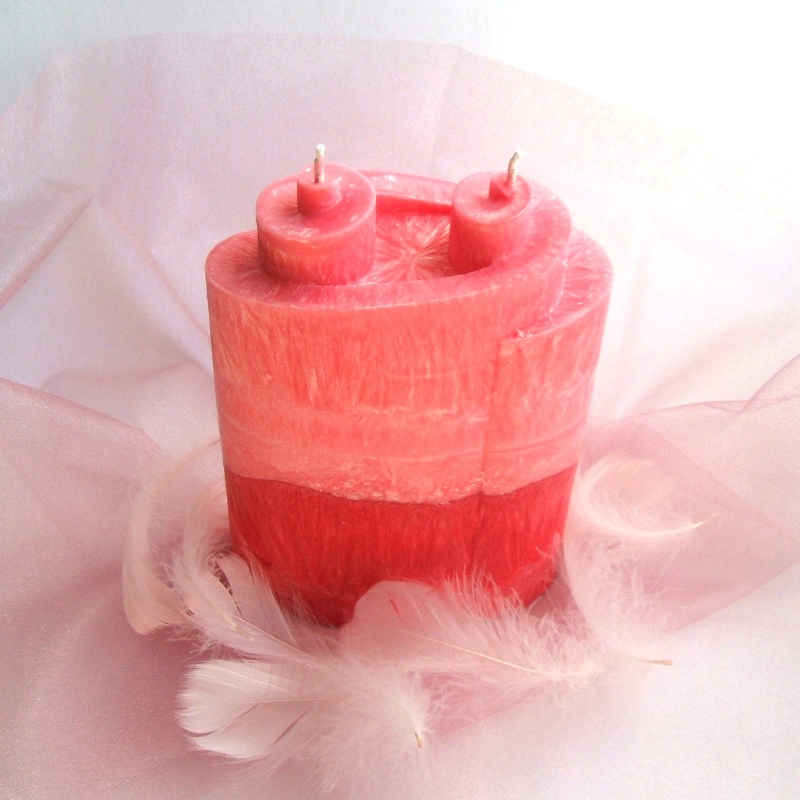 Svíčka Dvojitá spirála-Dvoubarevná malina