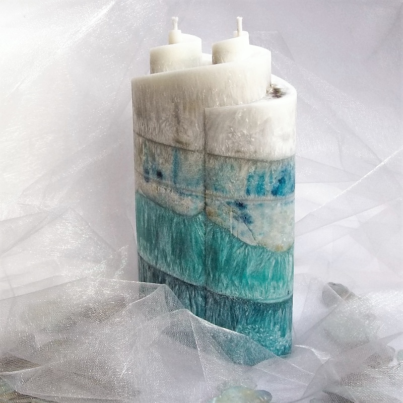 Svíčka Dvojitá spirála-Smaragdové moře