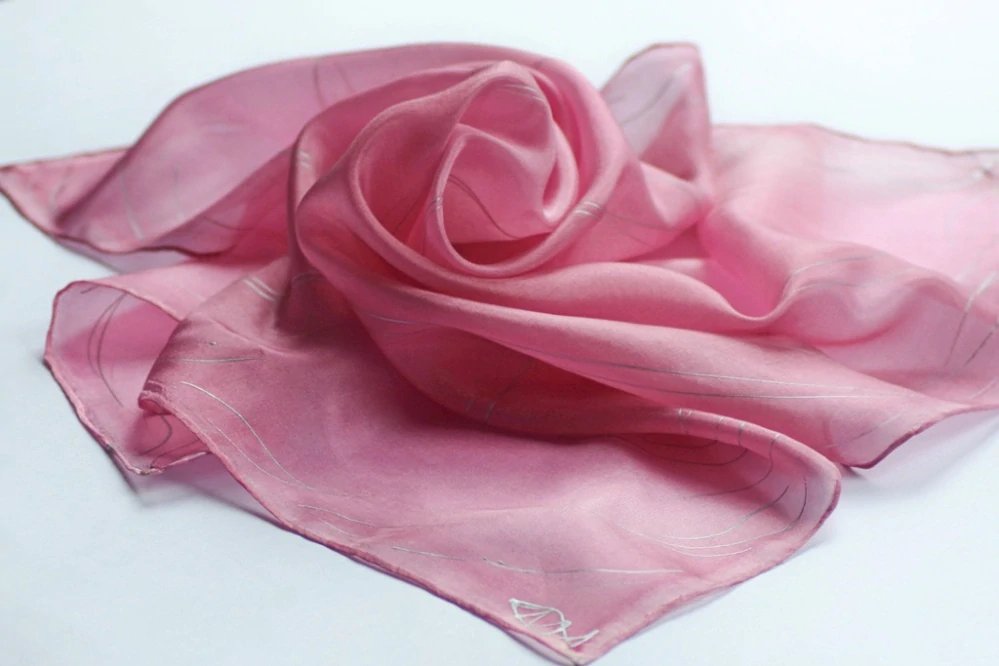 Hedvábný šátek - Světle růžový
