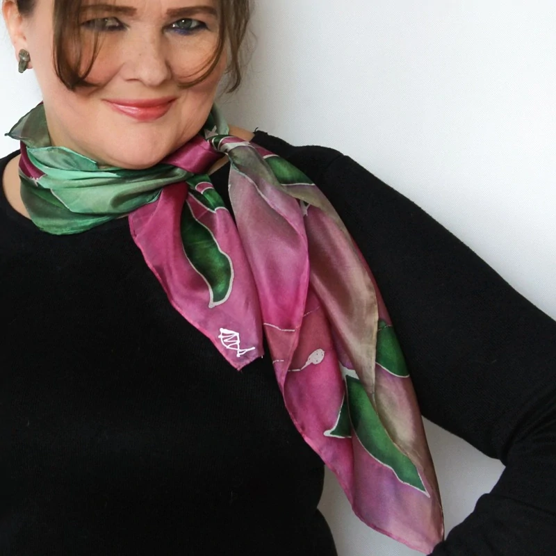 Hedvábný šátek - Pivoňky