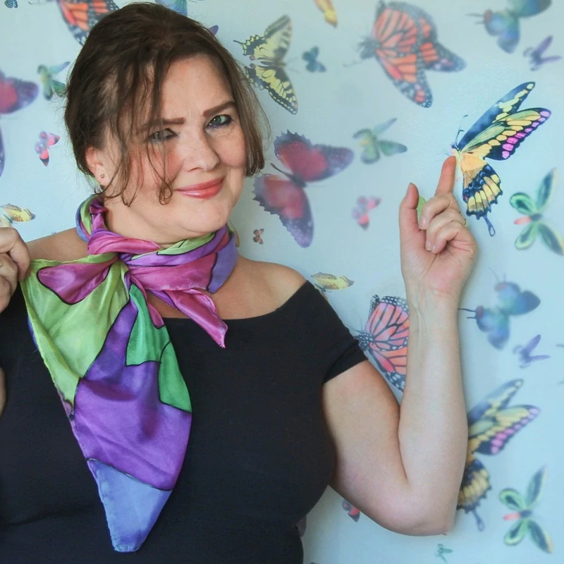 Hedvábný šátek - Motýlí