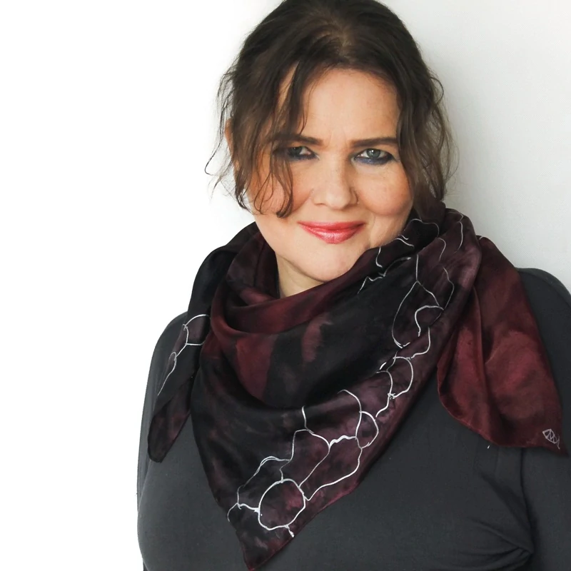 Hedvábný šátek - Bordo s oblázky