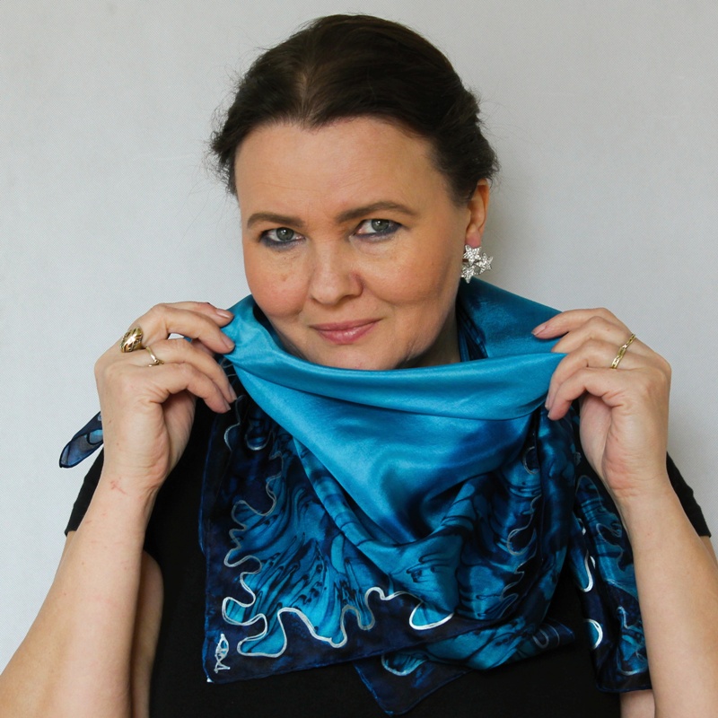 Hedvábný šátek - Marina s tmavou bordurou