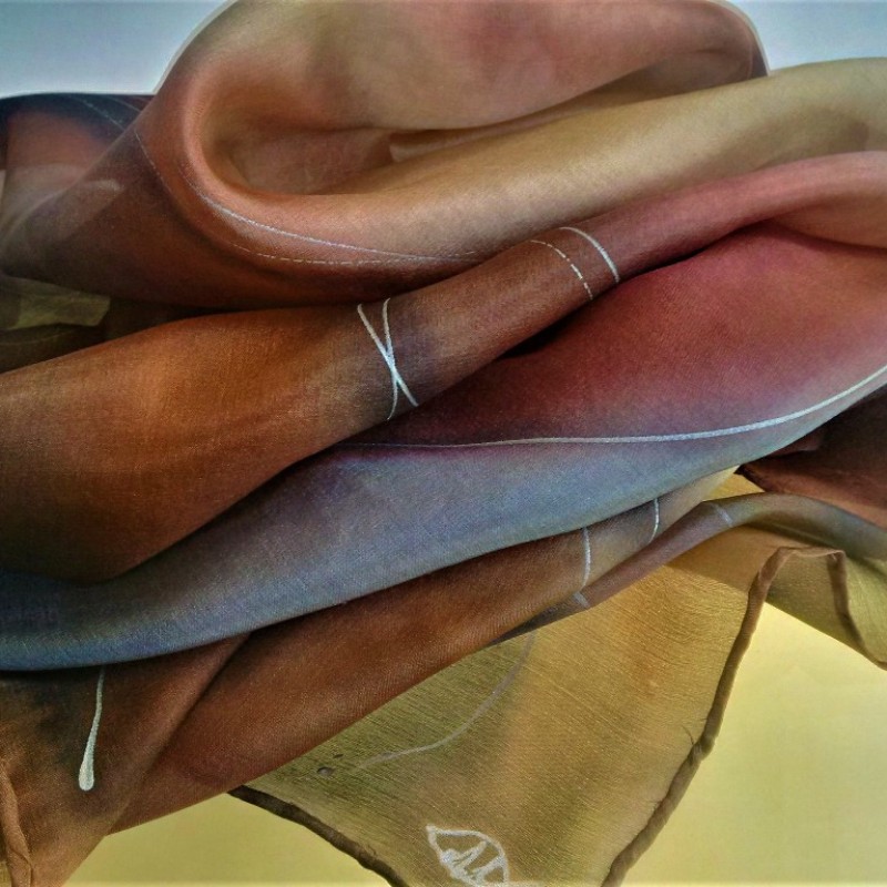 Hedvábný šátek - Hnědobéžový