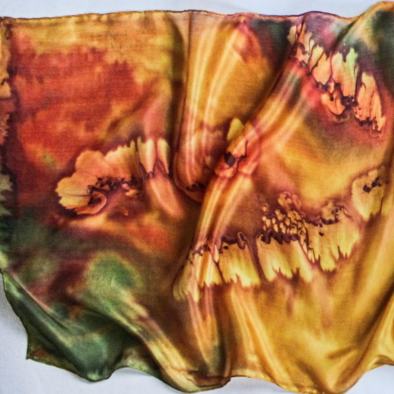 Hedvábný šál - Hořčicový 2