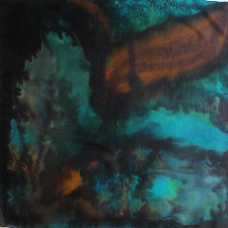 Hedvábný šátek - Hnědopetrolejový