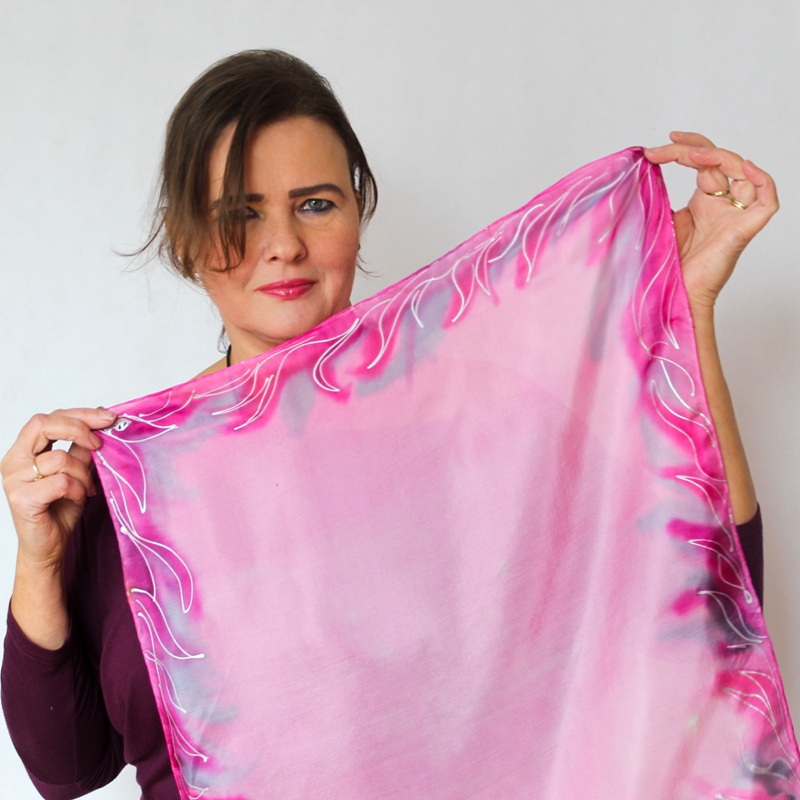 Hedvábný šátek - Šedo růžový