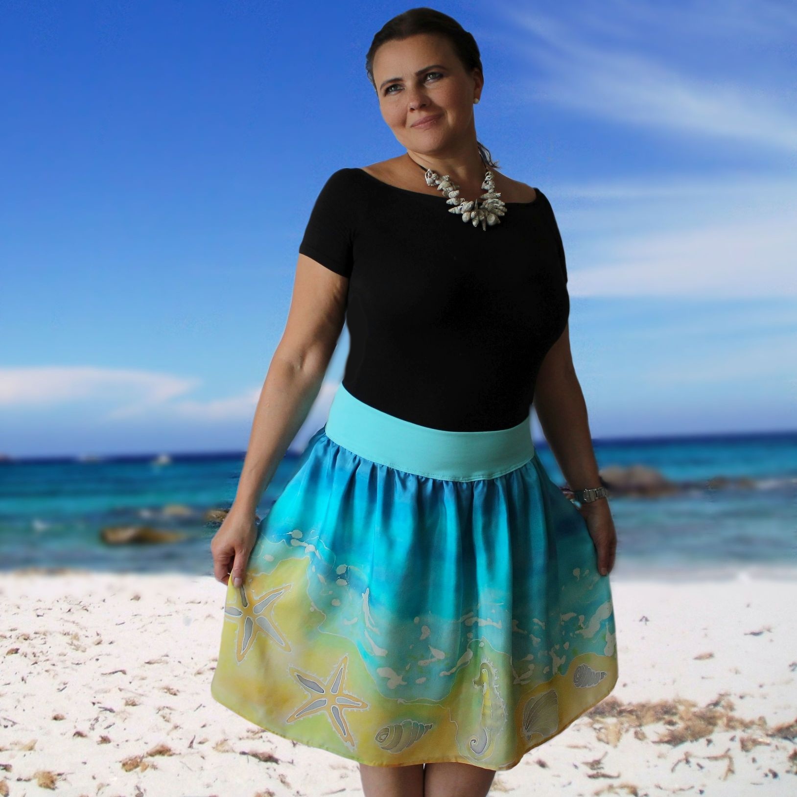 Hedvábná sukně - Mořský příboj