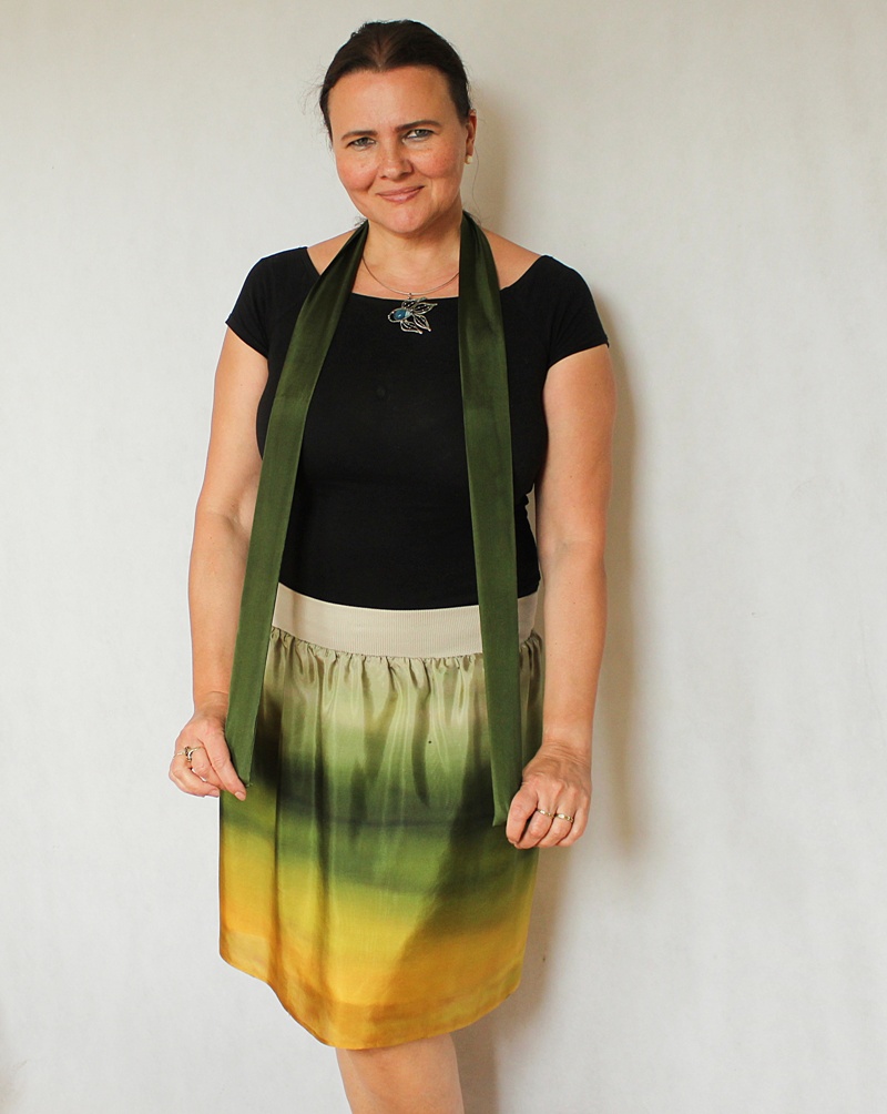 Hedvábná sukně - Olivy a hořčice