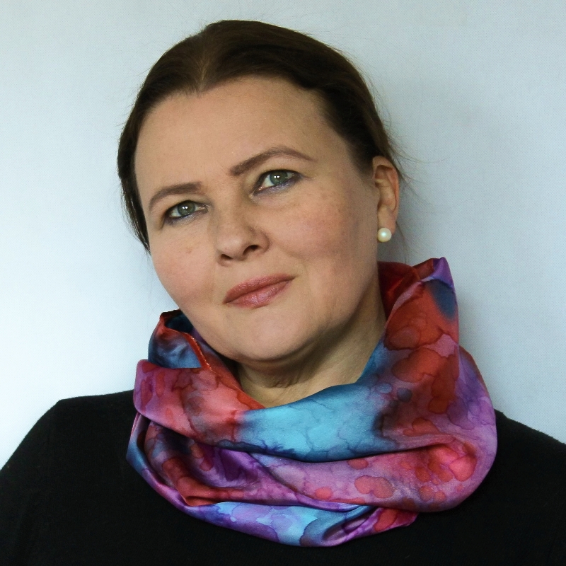 Hedvábný nákrčník - Tyrkysovo růžové bublinky