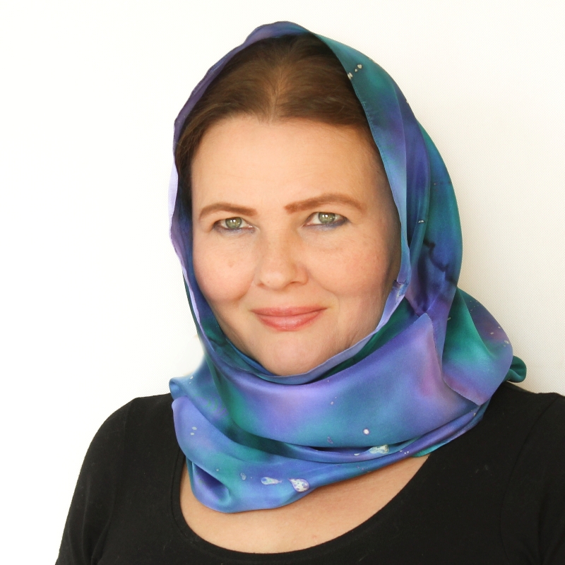 Hedvábný nákrčník - Fialovo tyrkysové nebe