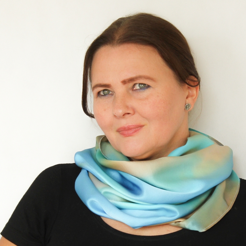 Hedvábný nákrčník - Béžovo blankytný