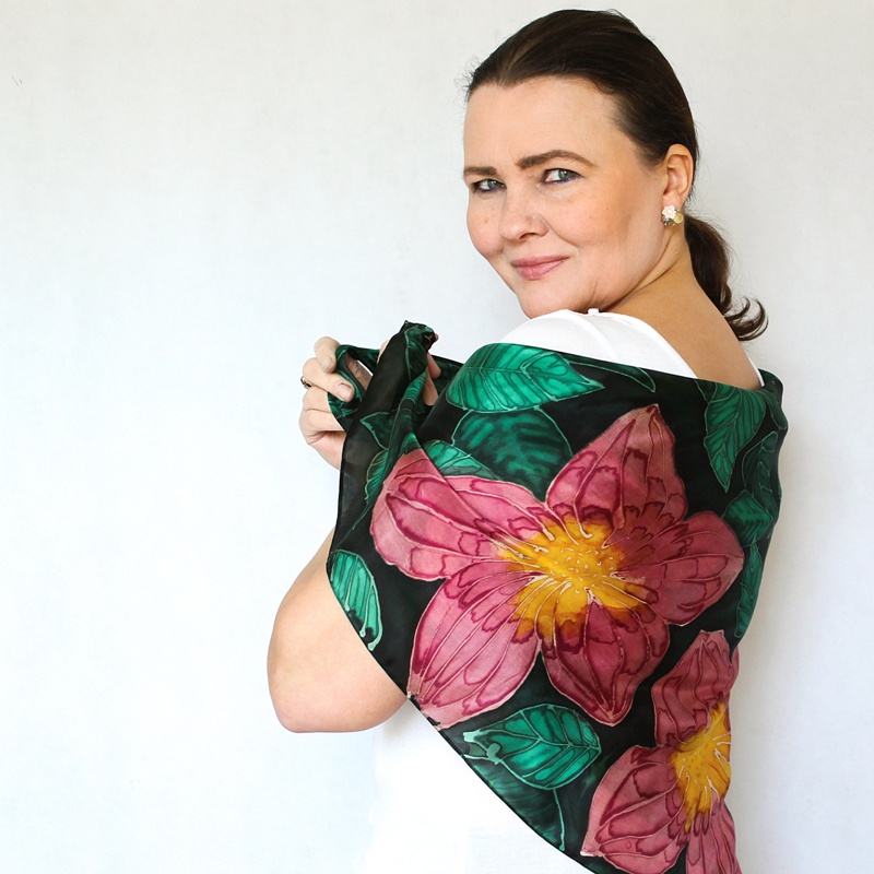 Hedvábný šátek - Ibišek