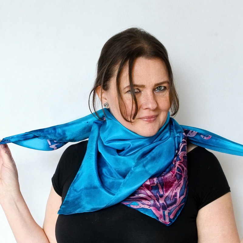 Hedvábný šátek - Růžový korál