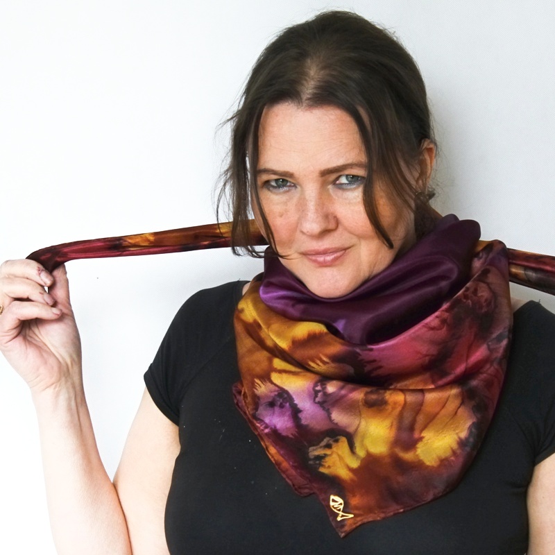 Hedvábný šátek - Švestky v hořčici 1