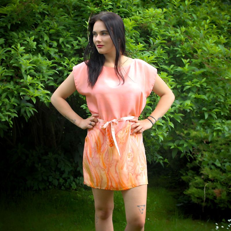 Hedvábná tunika - Lososová