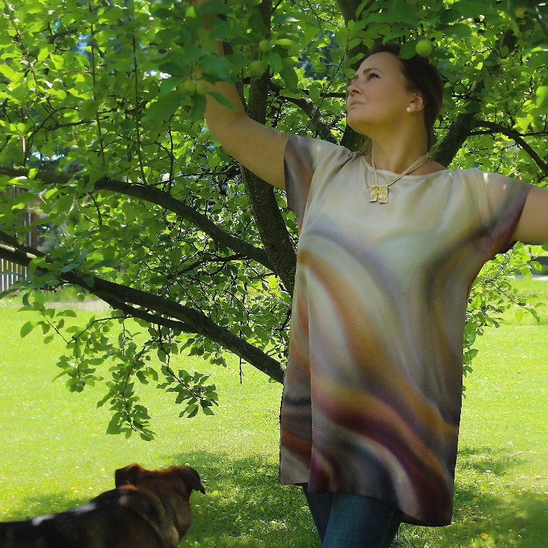 Hedvábná tunika - Hnědobéžová