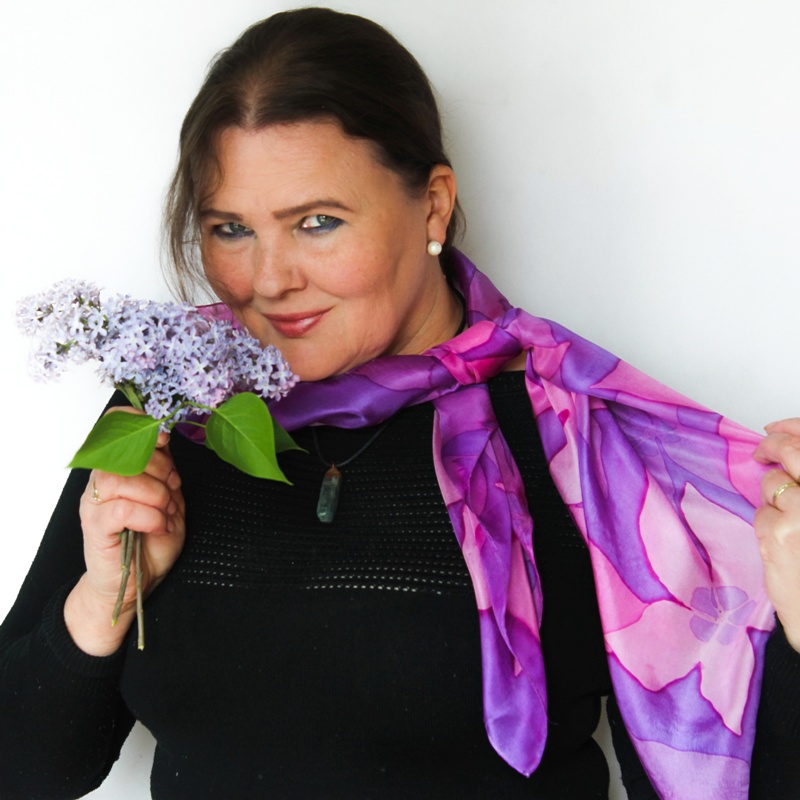 Hedvábný šátek - Klematis