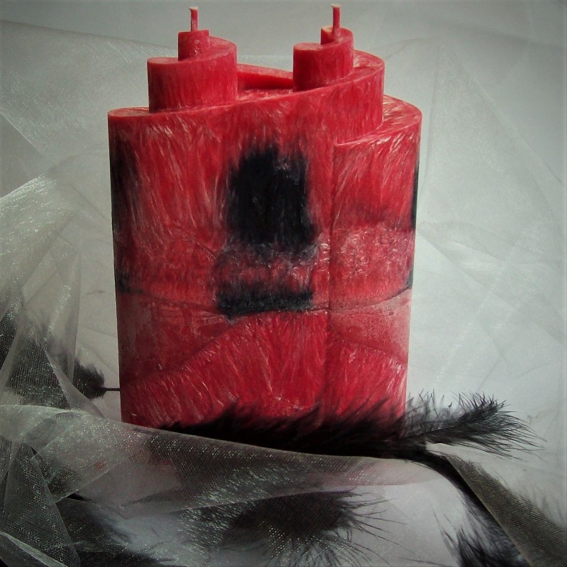 Svíčka Dvojitá spirála-Černo červená