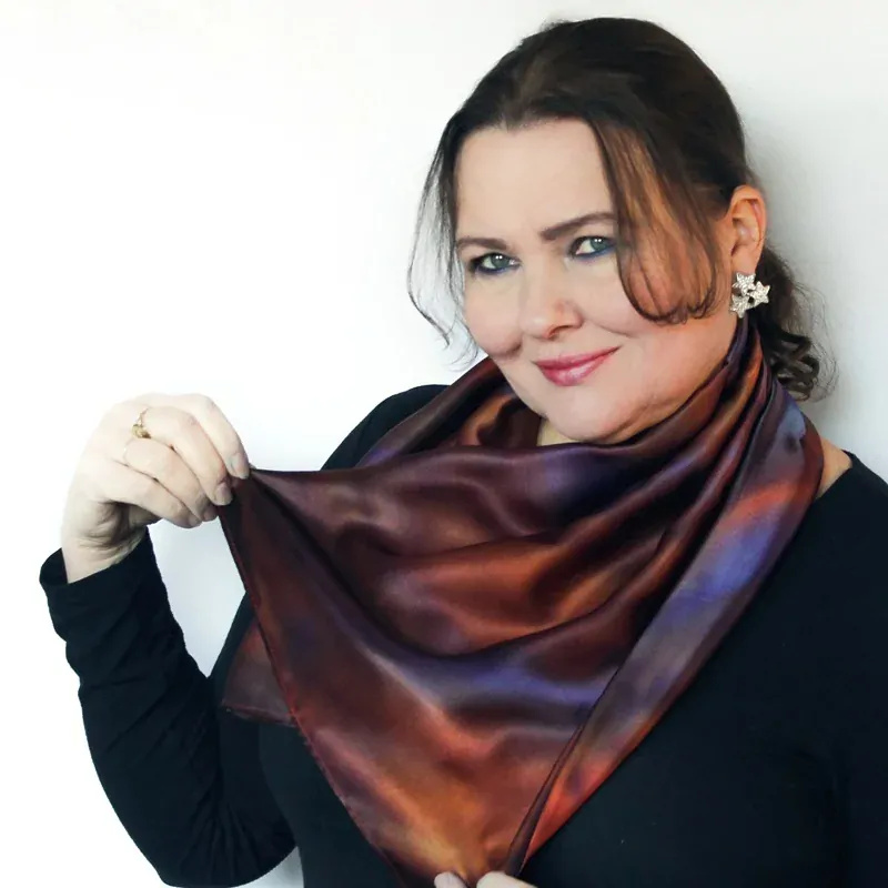 Hedvábný nákrčník - Tmavě skořicovo fialový