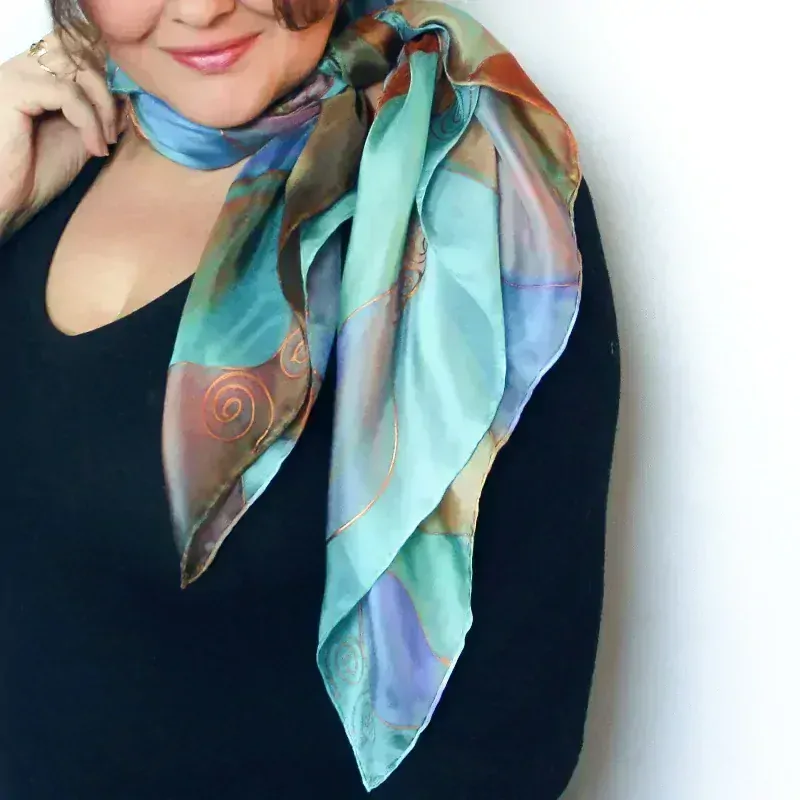 Hedvábný šátek - Pastelové spirály